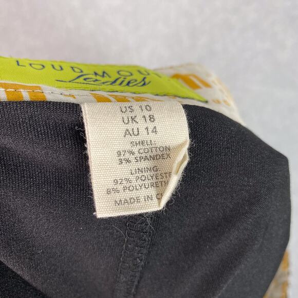 Loudmouth Golf Skort Womens 10 Black White Paisley Skull All Over Print Pockets - Picture 9 of 10